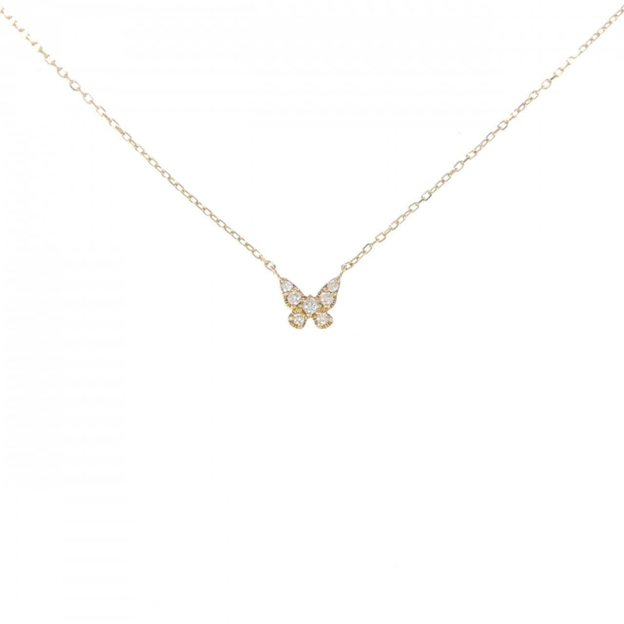 K18YG Butterfly Diamond Necklace 0.05CT