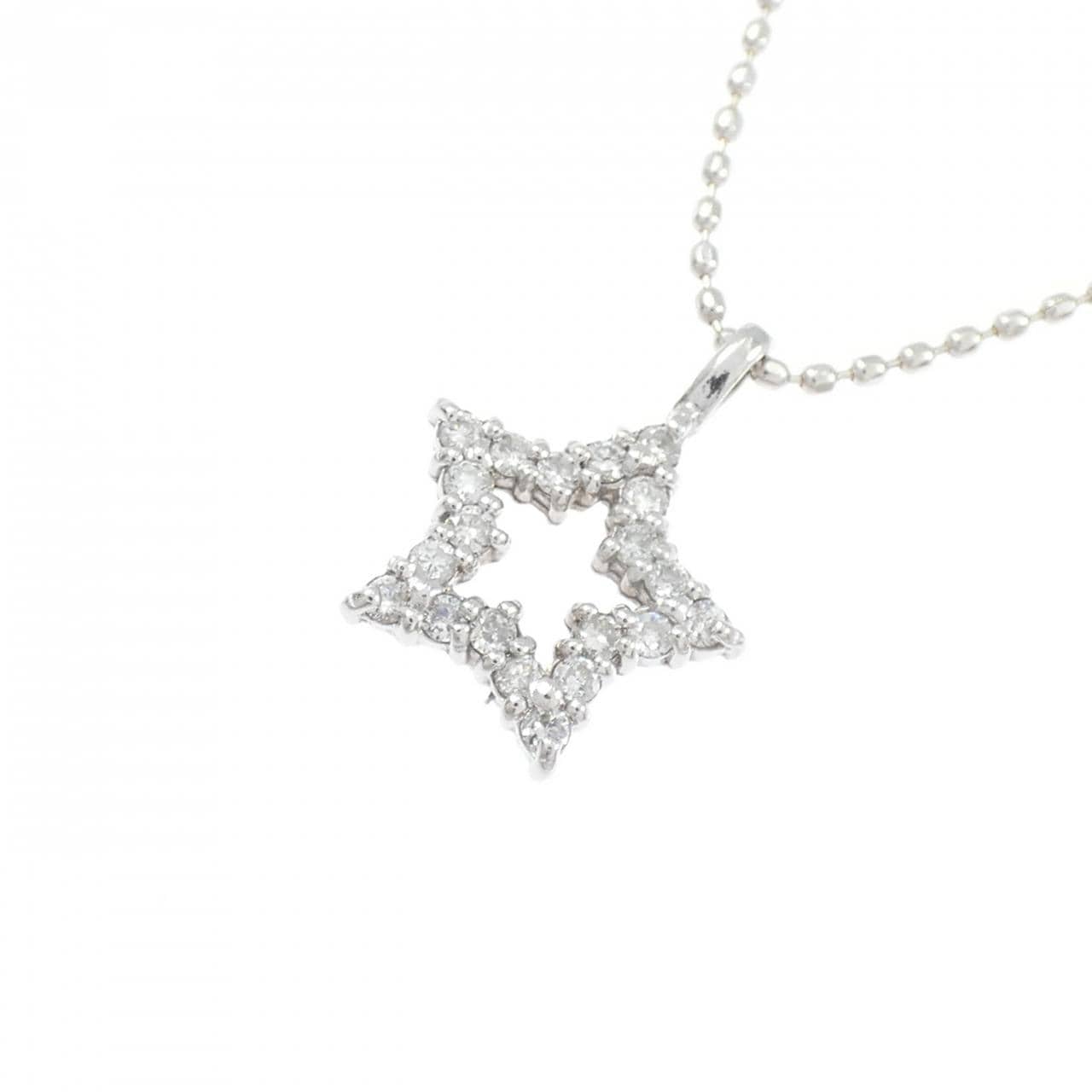 K18WG スター ダイヤモンド ネックレス 0.13CT