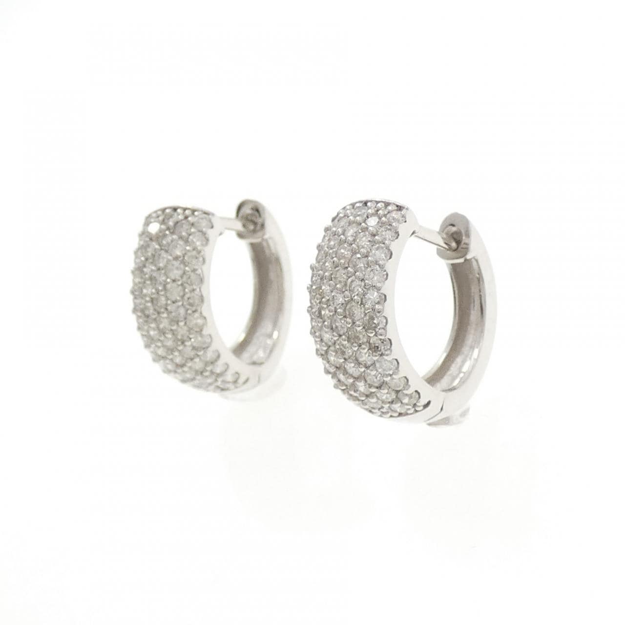 K18WG パヴェ ダイヤモンド ピアス 1.0CT
