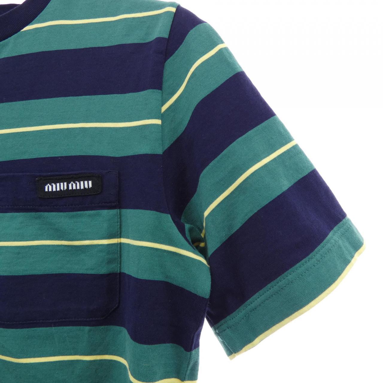 ミュウミュウ MIU MIU MIU MIU ロゴ ジャージー Tシャツ MJN537 SOOO 14RT Tシャツ
