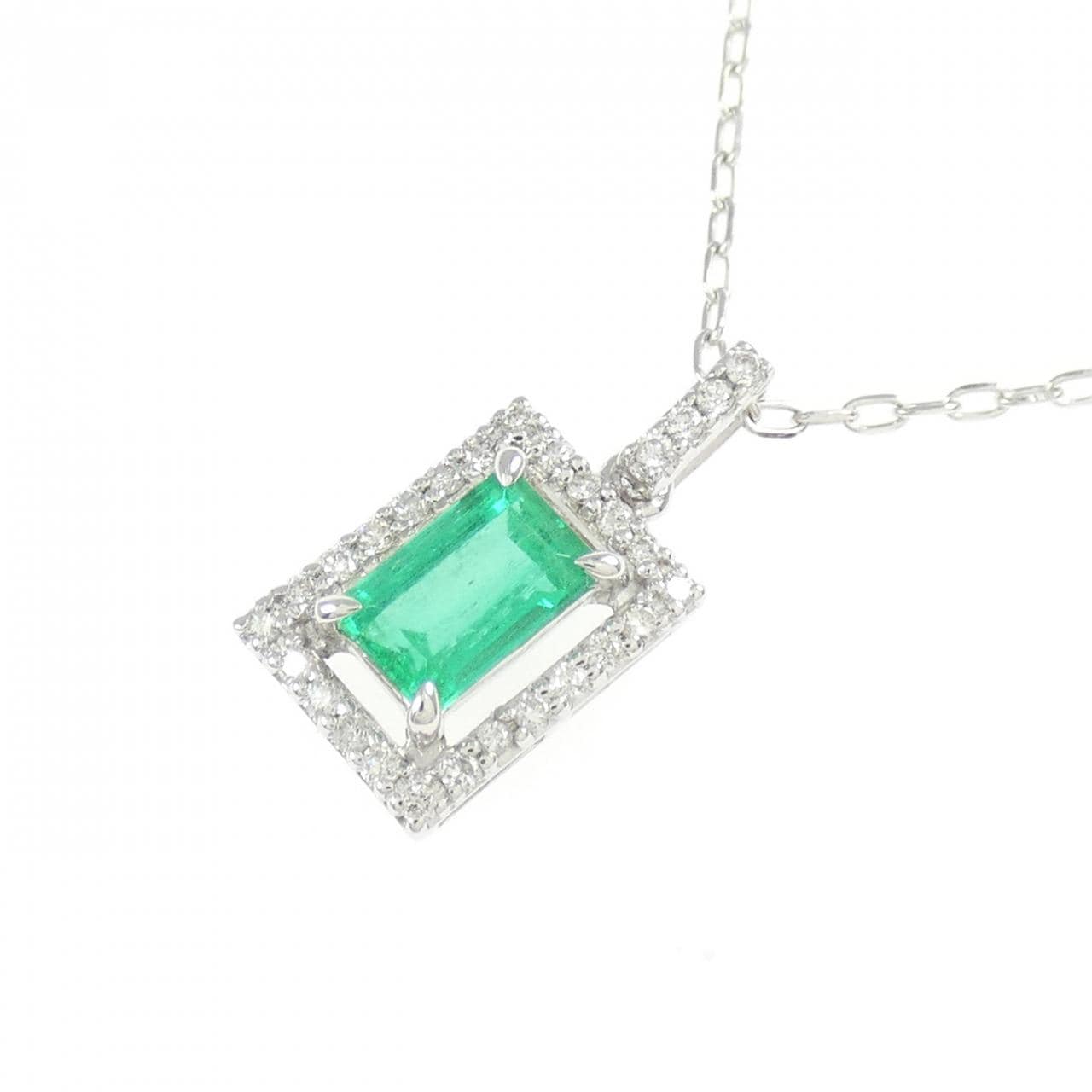 K18WG エメラルド ネックレス 0.41CT
