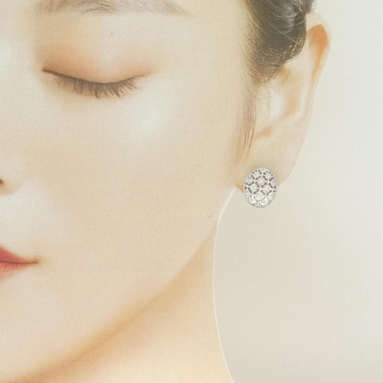 K18WG ダイヤモンド ピアス 0.16CT