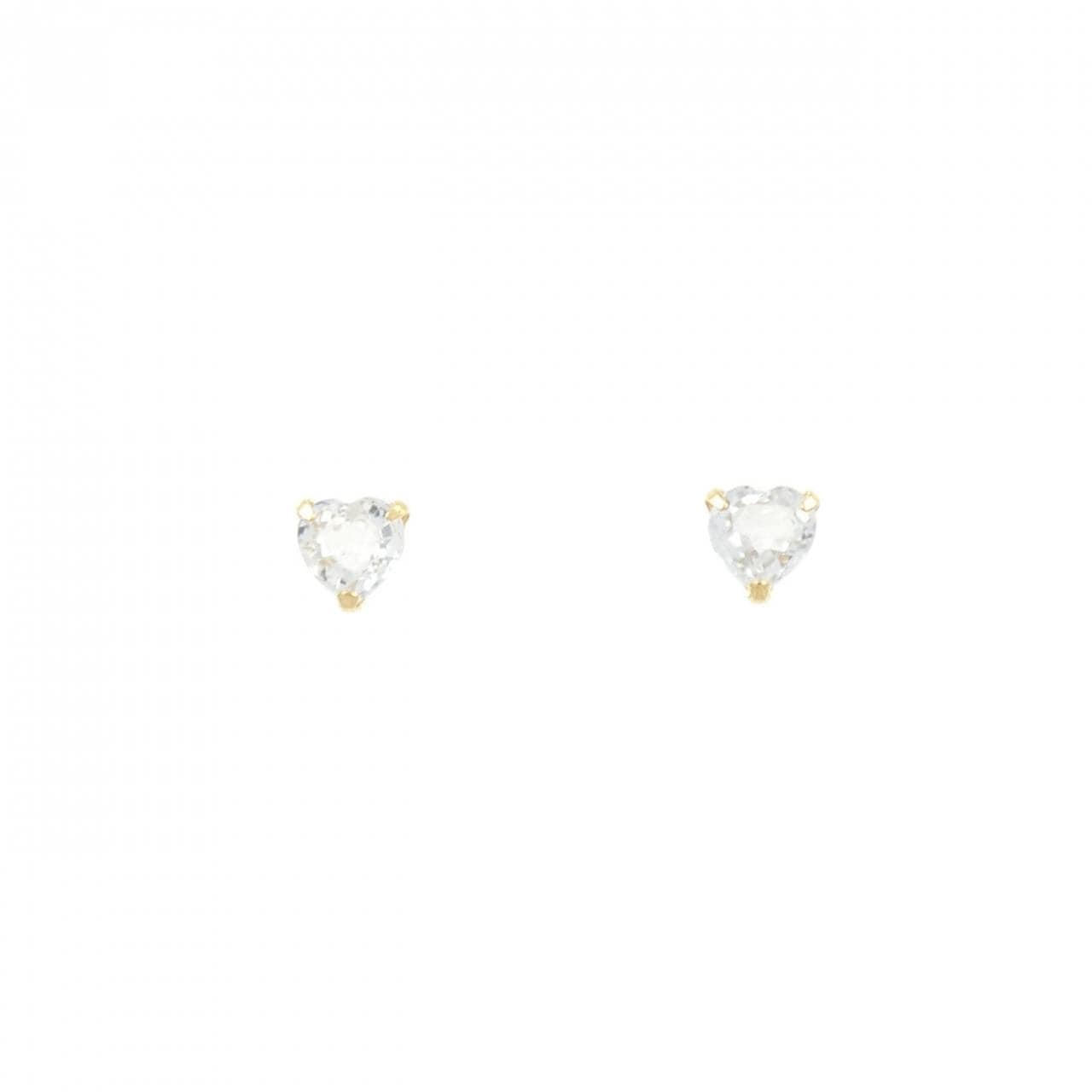 【新品】K18YG ハート ホワイトサファイヤ ピアス 0.60CT