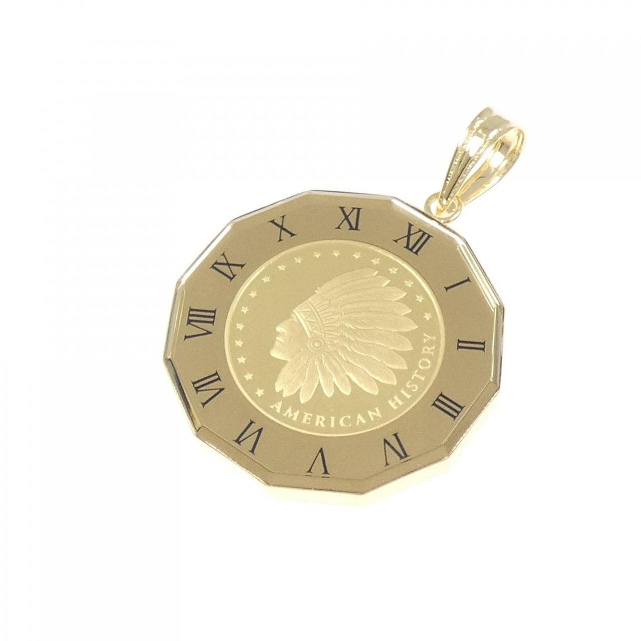 K18YG (frame) coin pendant