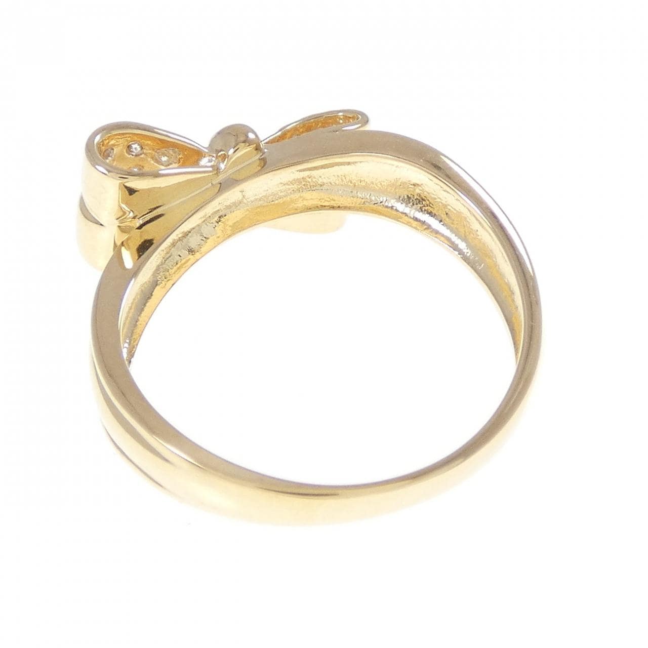 K18YG リボン ダイヤモンド リング 0.15CT