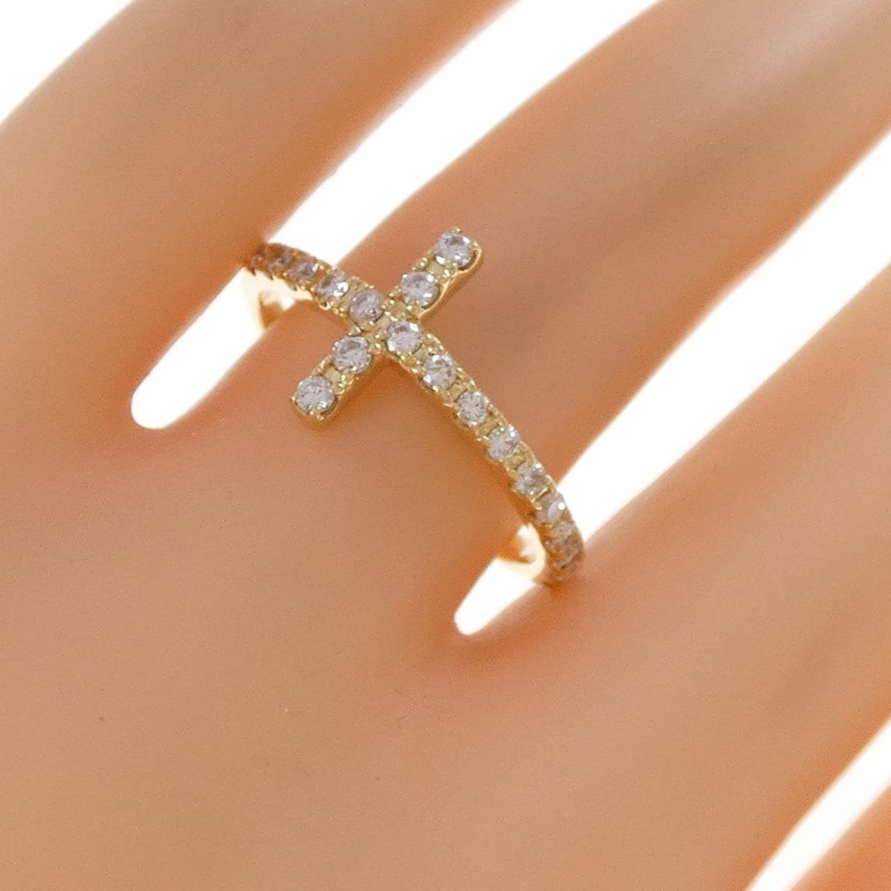 K18YG クロス ダイヤモンド リング 0.35CT