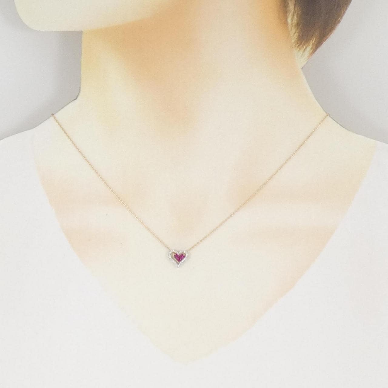 スタージュエリー ハート ルビー ネックレス 0.18CT