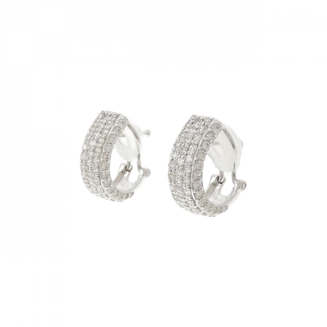 K18WG Pave Diamond Earrings/Earrings 2.00CT