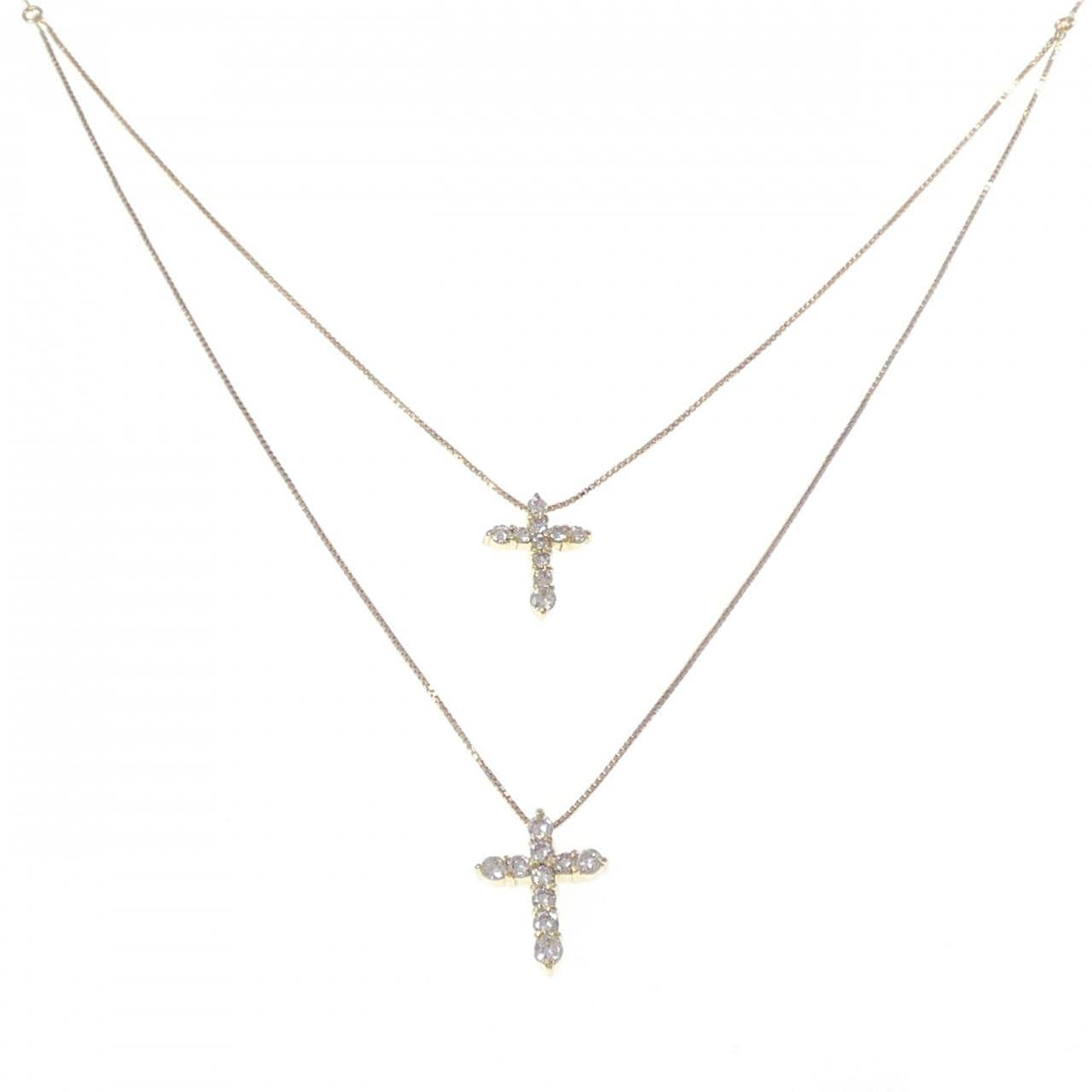 K18YG クロス ダイヤモンド ネックレス 0.2CT