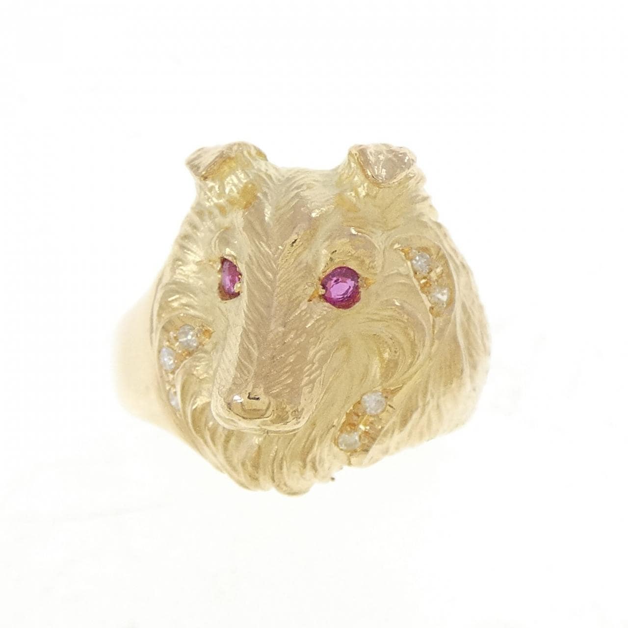 K18YG ドッグ ルビー リング