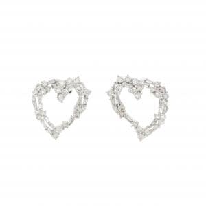 K18WG ハート ダイヤモンド ピアス 1.00CT