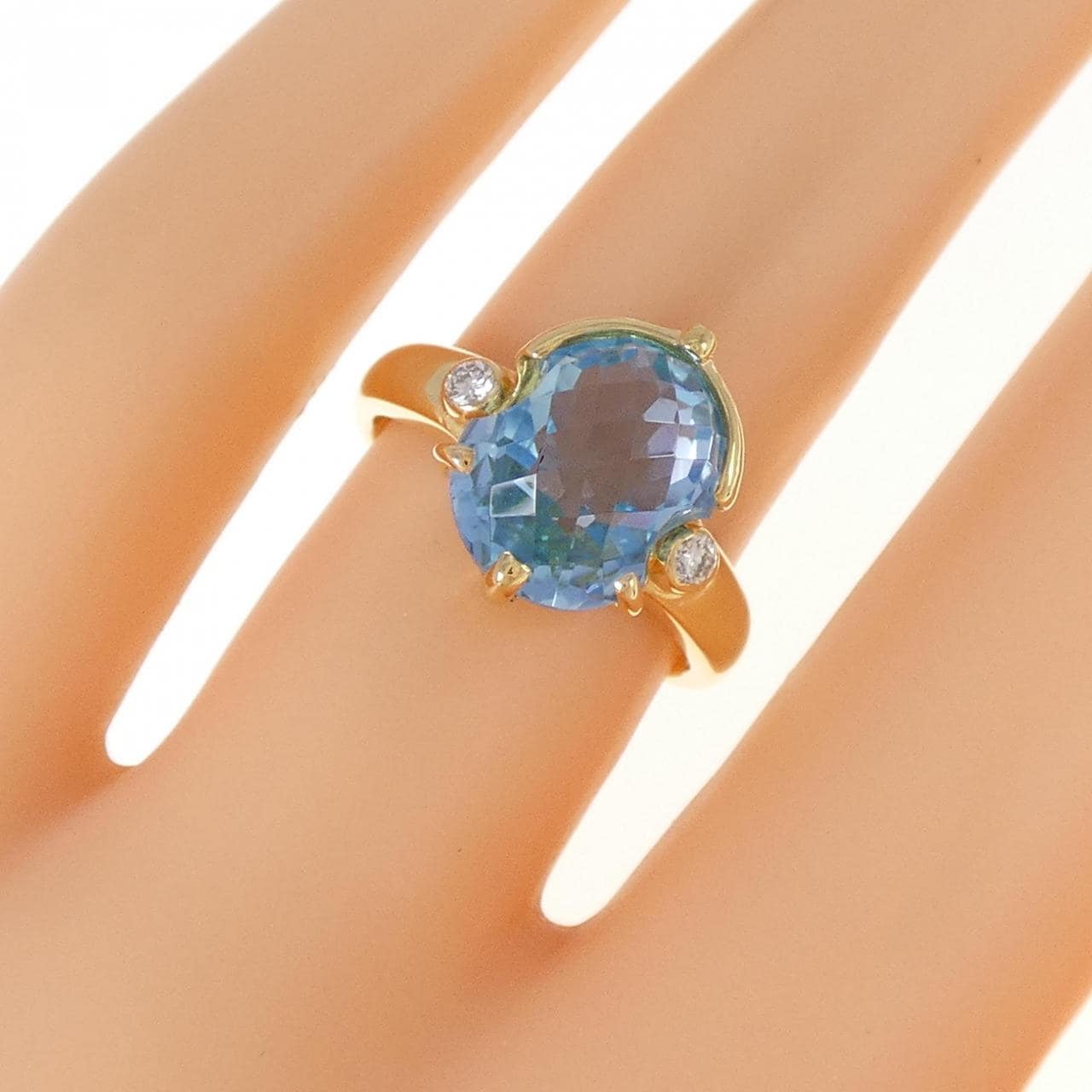 K18YG ブルートパーズ リング 4.86CT