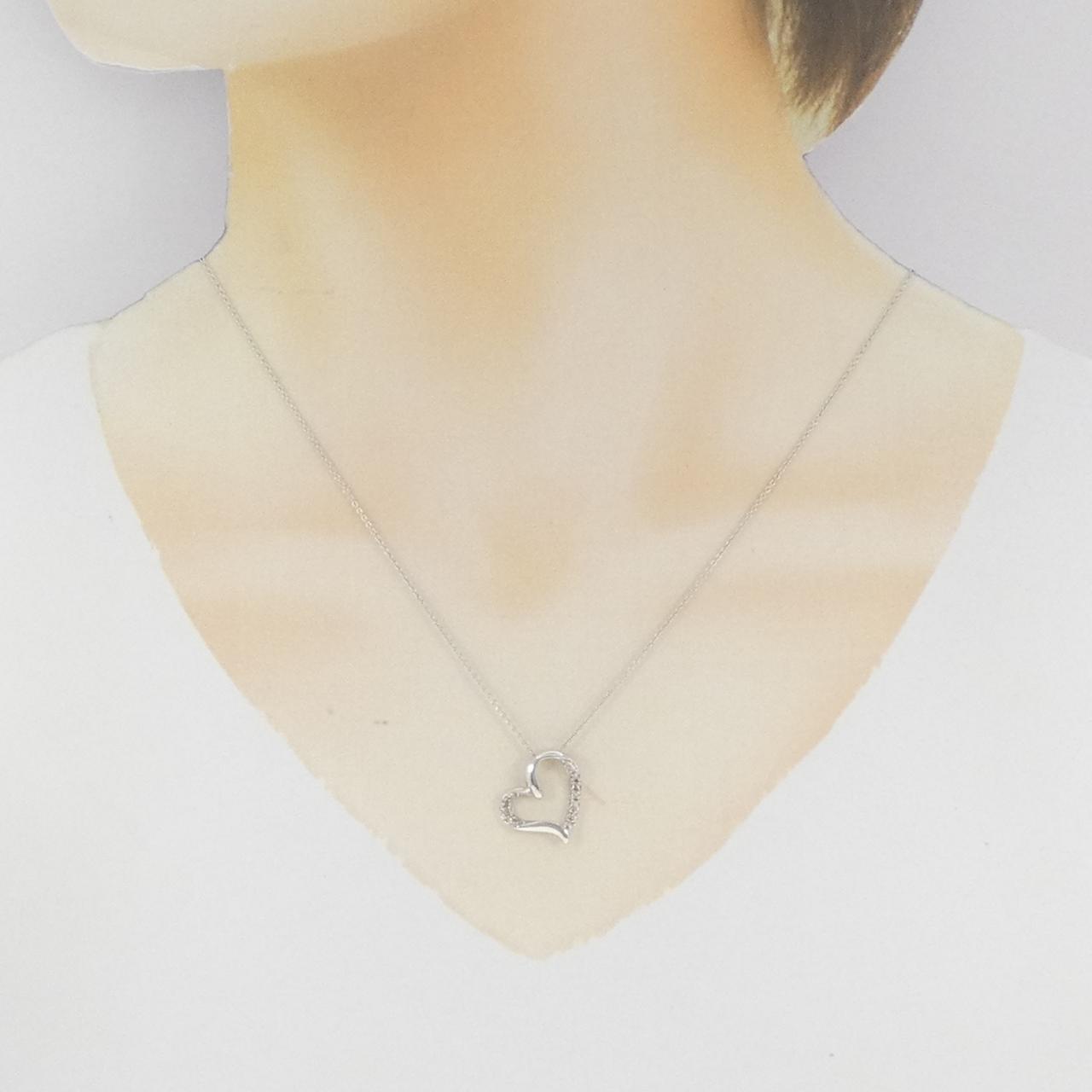 K18WG ハート ダイヤモンド ネックレス 0.15CT