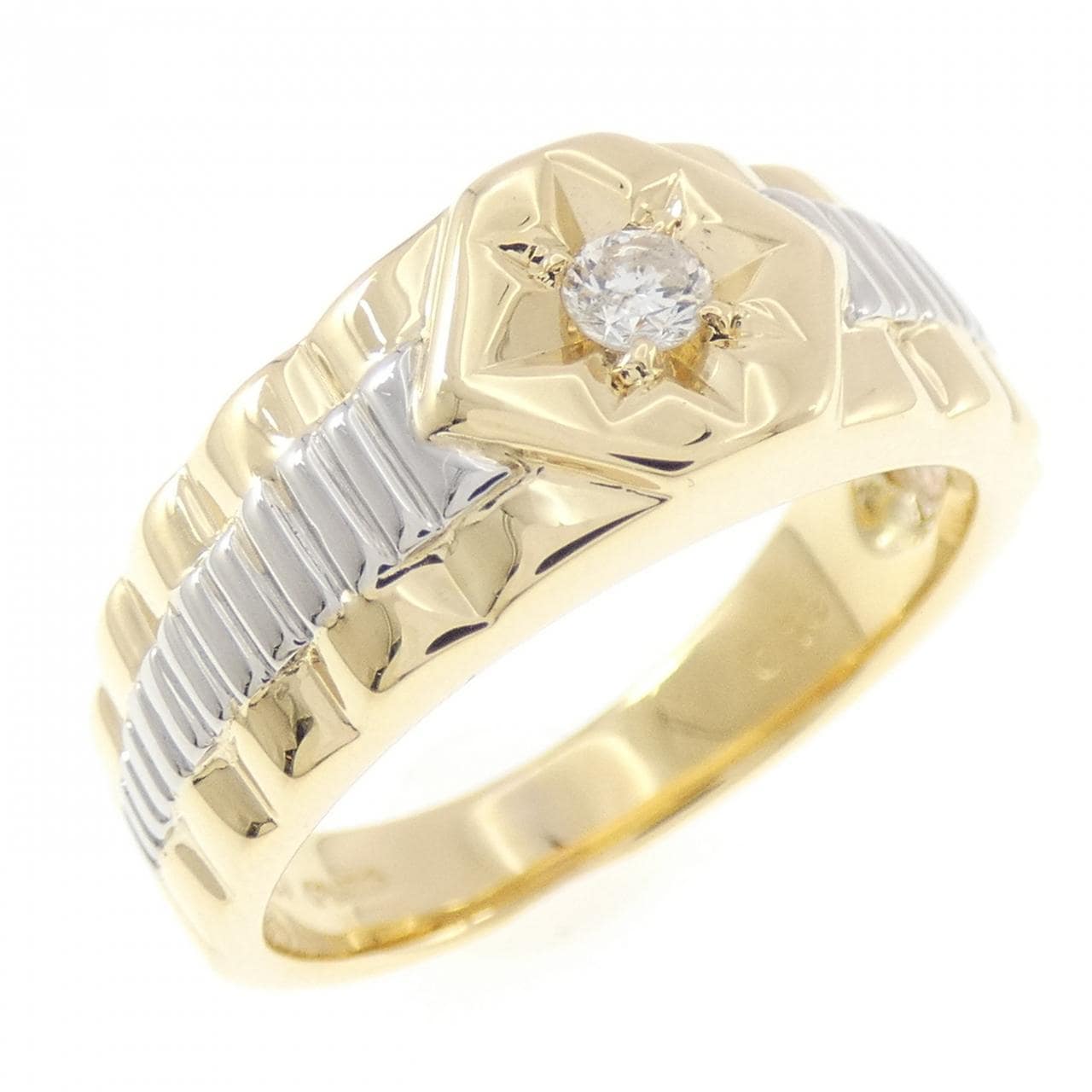 K18YG/PT900 ダイヤモンド リング 0.13CT