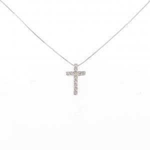 K14WG/K10WG クロス ダイヤモンド ネックレス 0.20CT