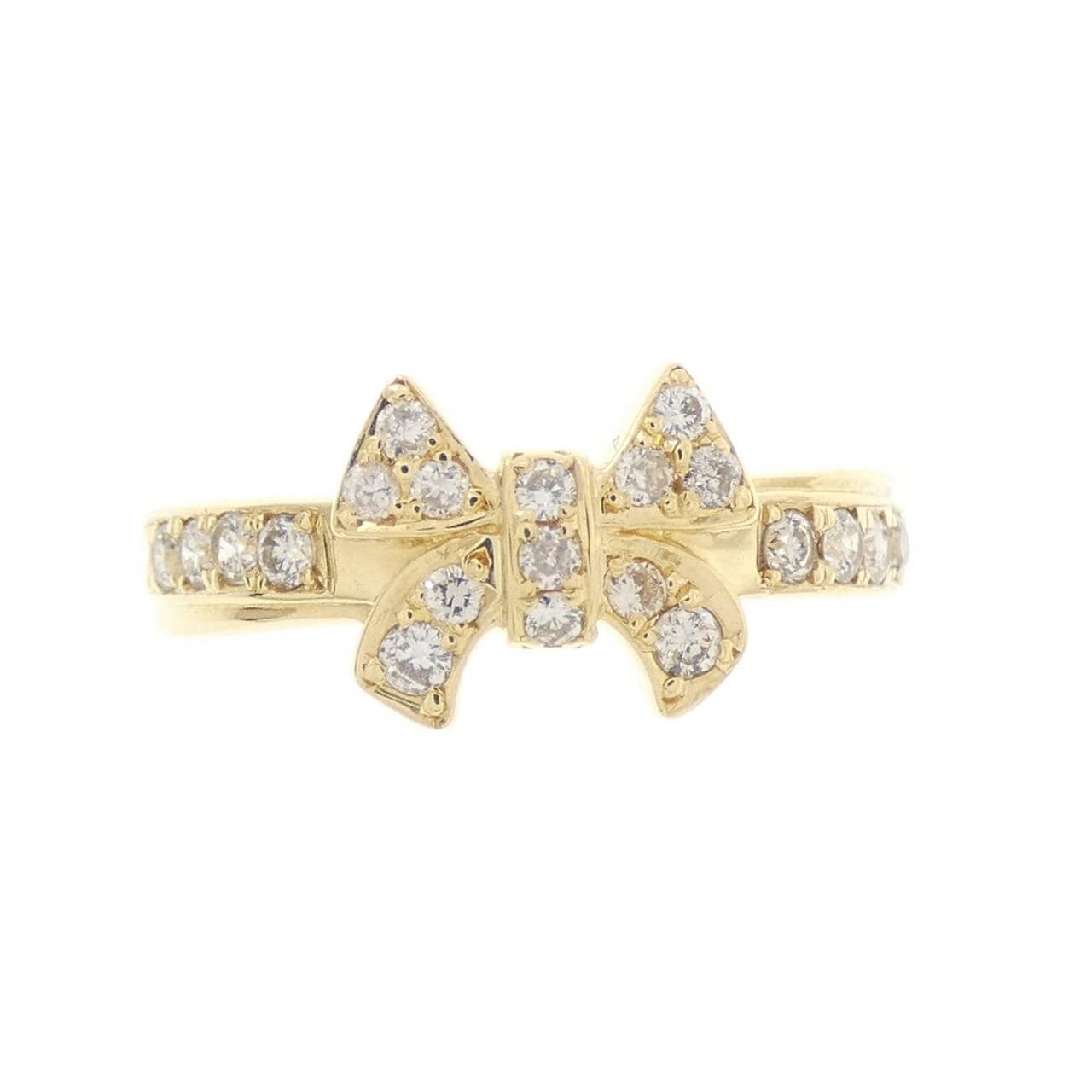K18YG リボン ダイヤモンド リング 0.31CT