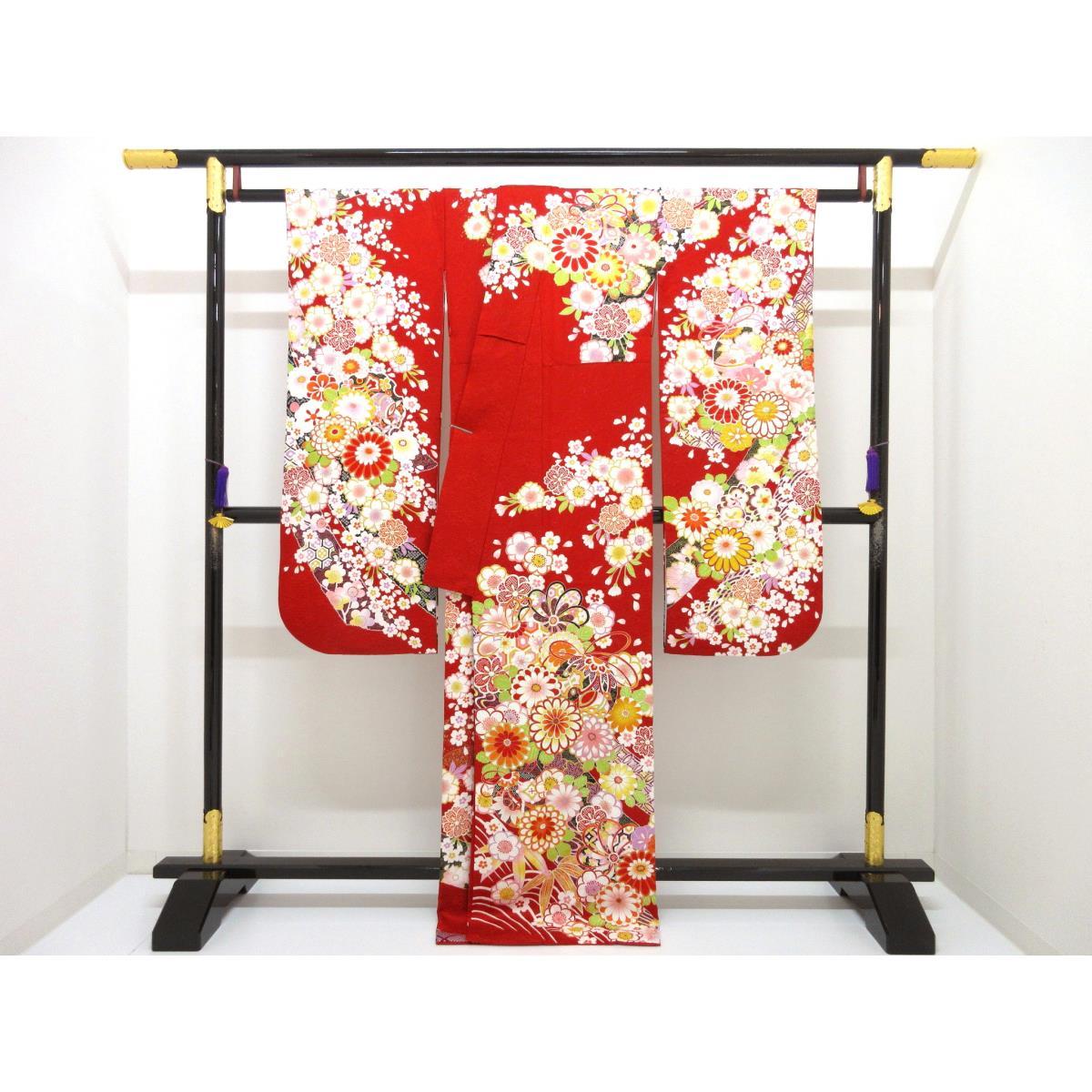 振袖　金通し絞り入　友禅金彩加工