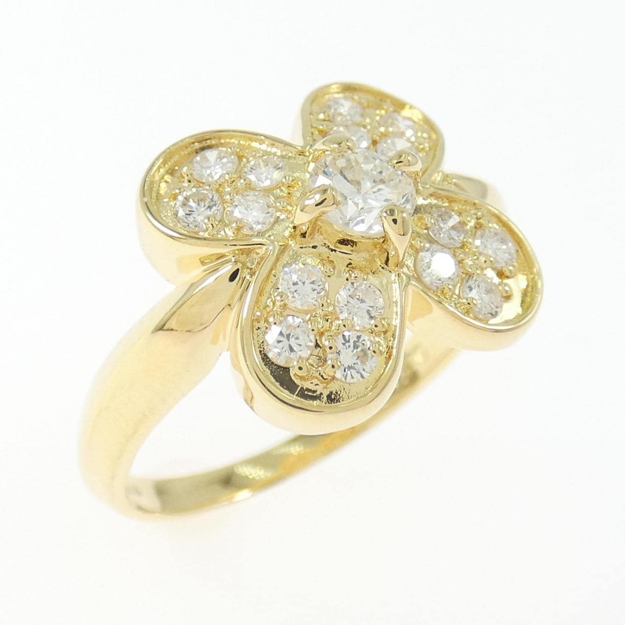 K18YG フラワー ダイヤモンド リング 0.50CT
