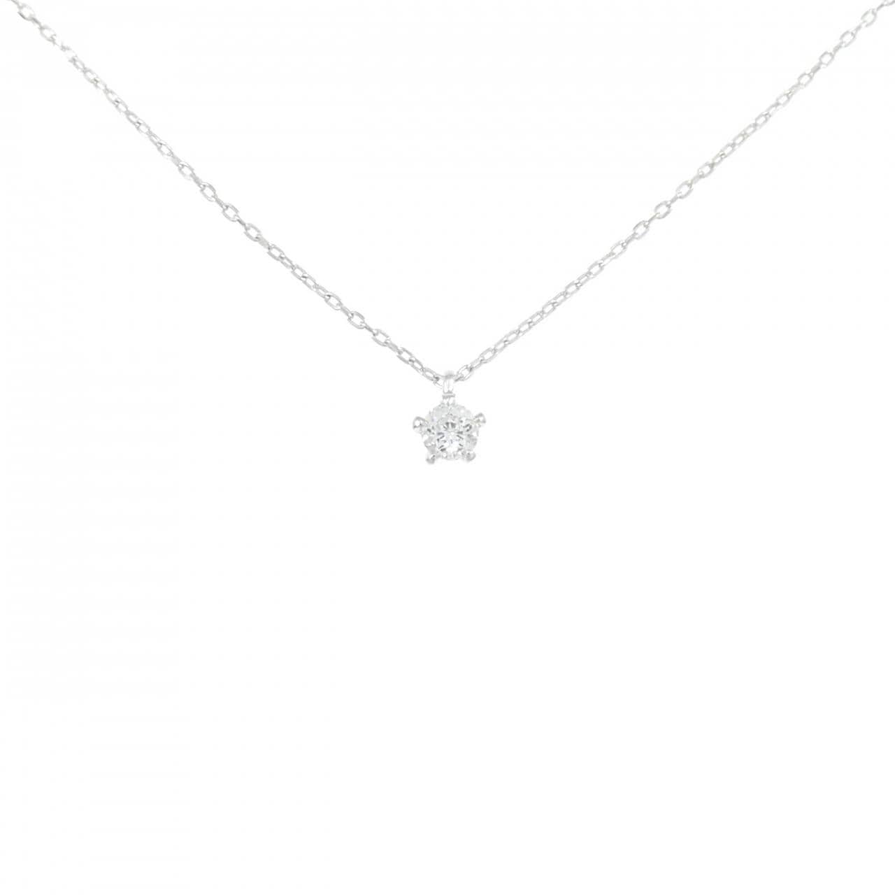 K18WG ソリティア ダイヤモンド ネックレス 0.081CT