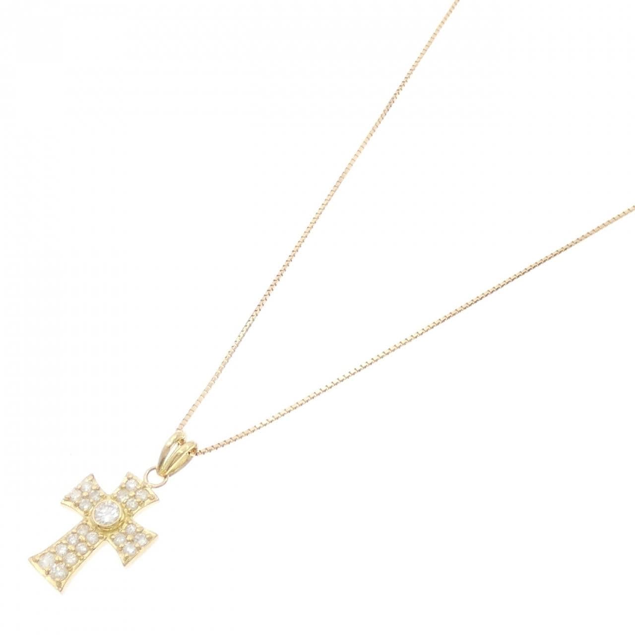 K18YG クロス ダイヤモンド ネックレス 0.40CT