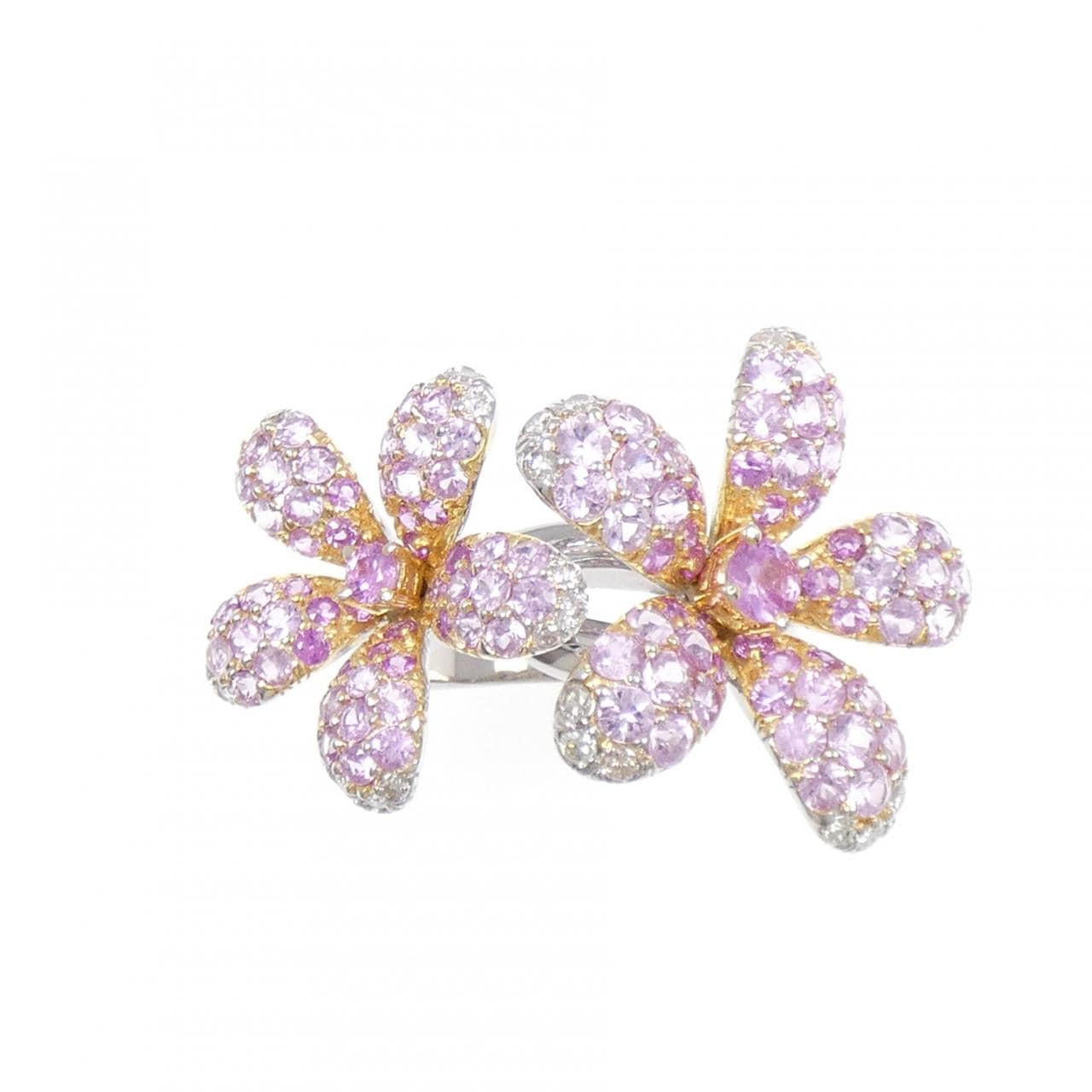 750WG/750YG フラワー サファイヤ リング 4.00CT