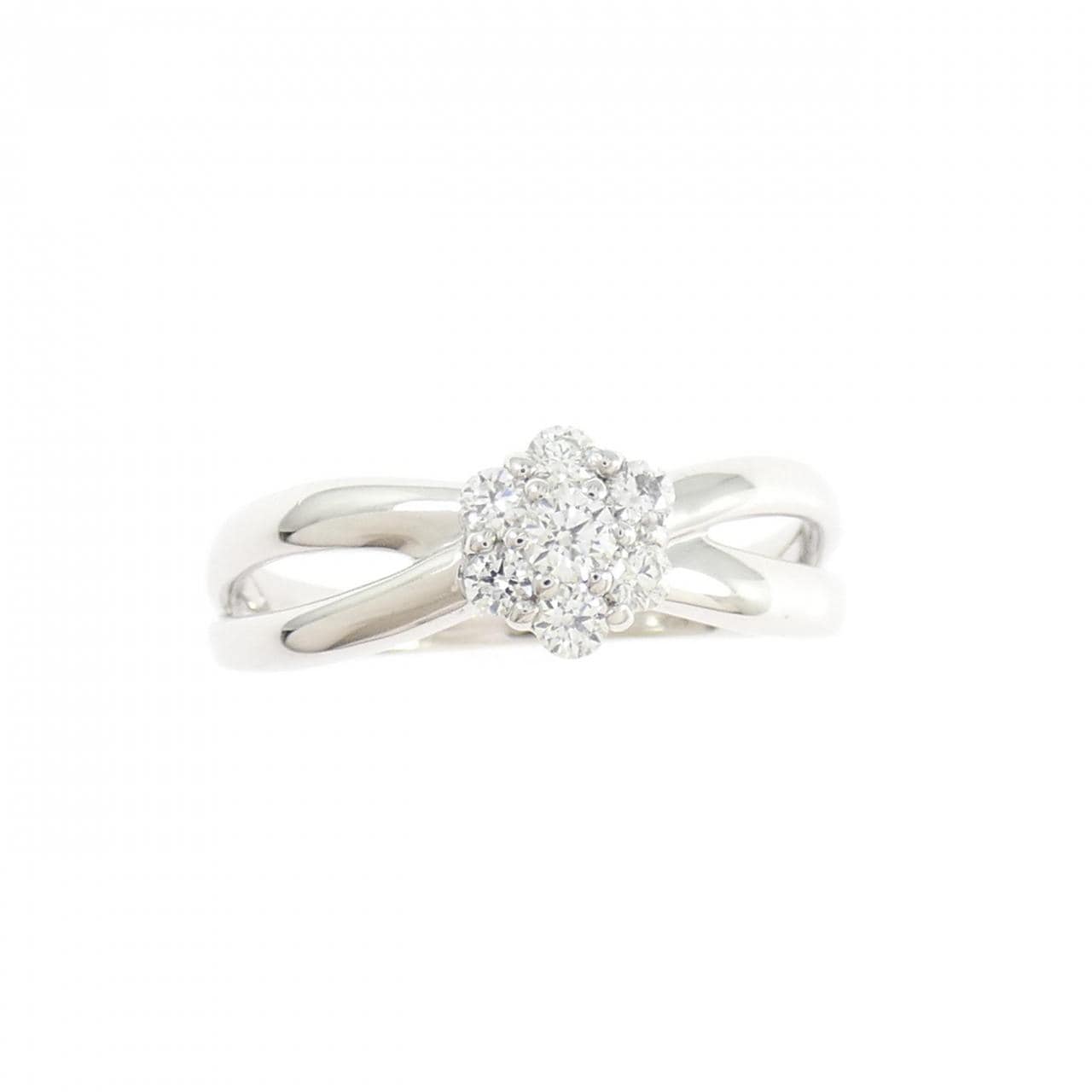 K18WG フラワー ダイヤモンド リング 0.20CT