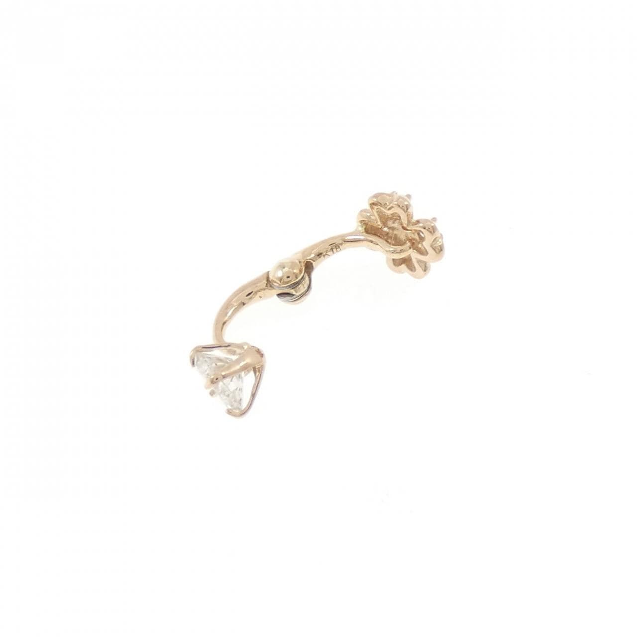 K18PG クローバー ダイヤモンド イヤリング 0.28CT 片耳