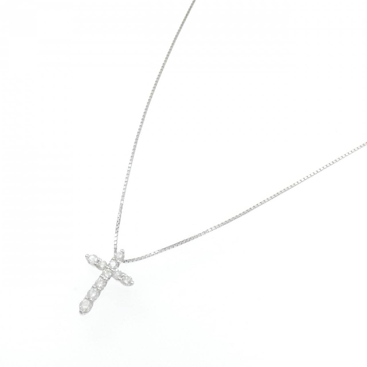 K18WG クロス ダイヤモンド ネックレス 0.30CT