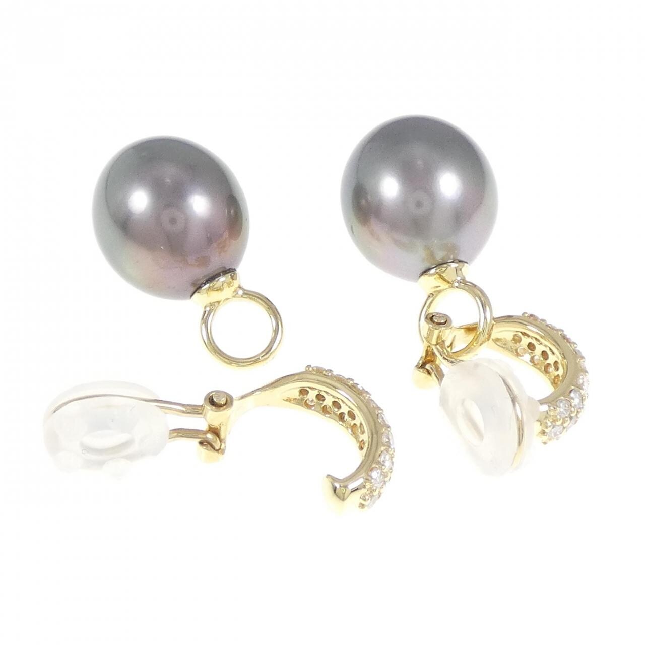 K18YG 2WAY 黒蝶パール イヤリング 12.5mm