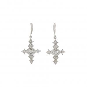PT900 クロス ダイヤモンド ピアス 0.34CT