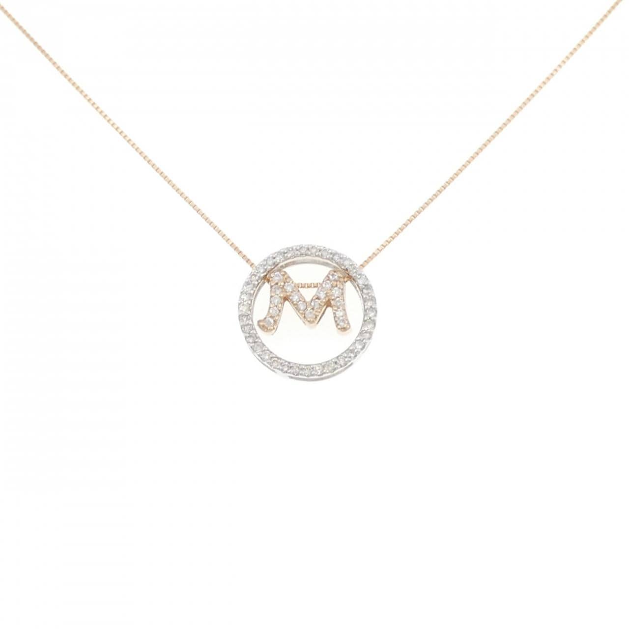 K18PG/K14WG イニシャルM ダイヤモンド ネックレス 0.33CT