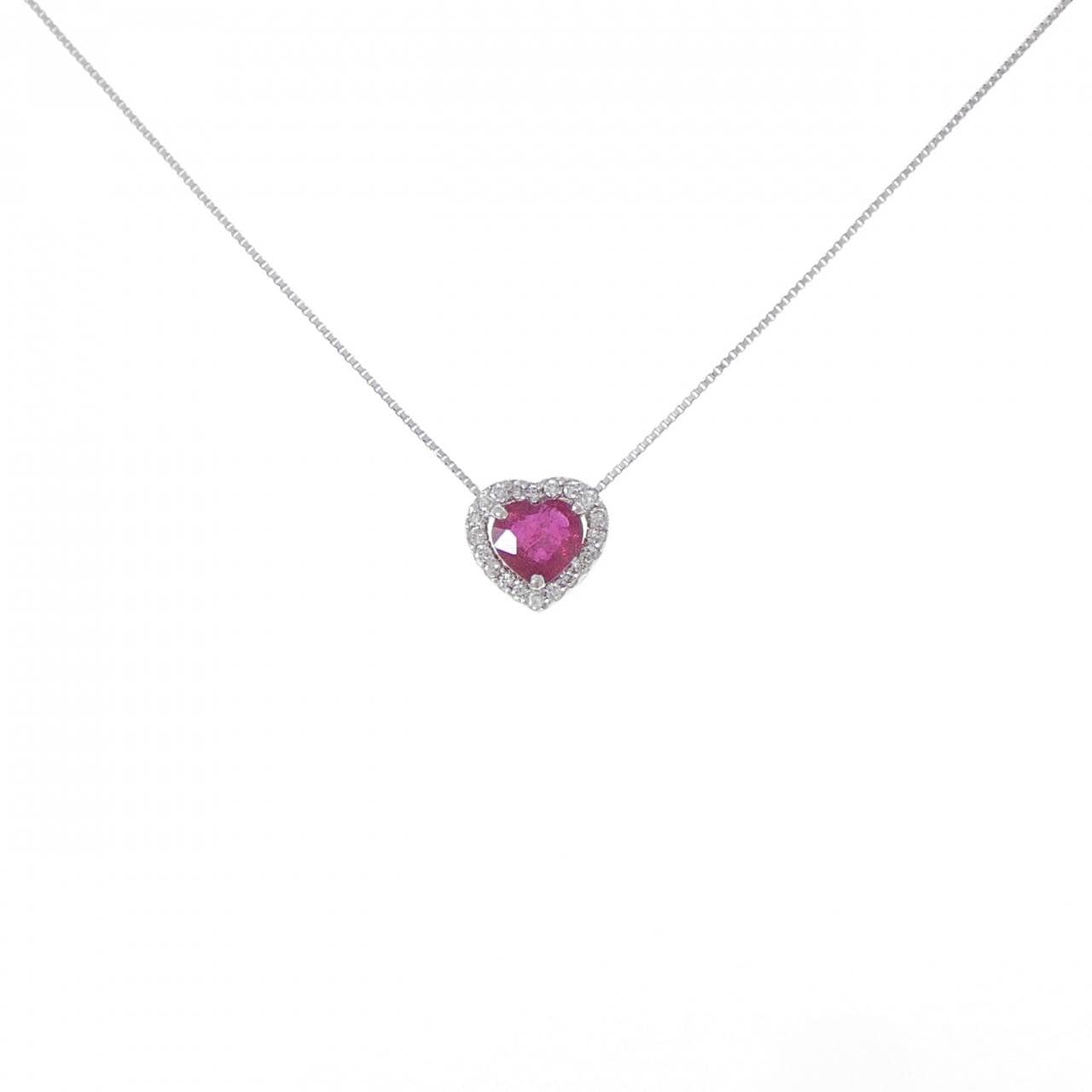PT900/PT850 ハート ルビー ネックレス 0.51CT