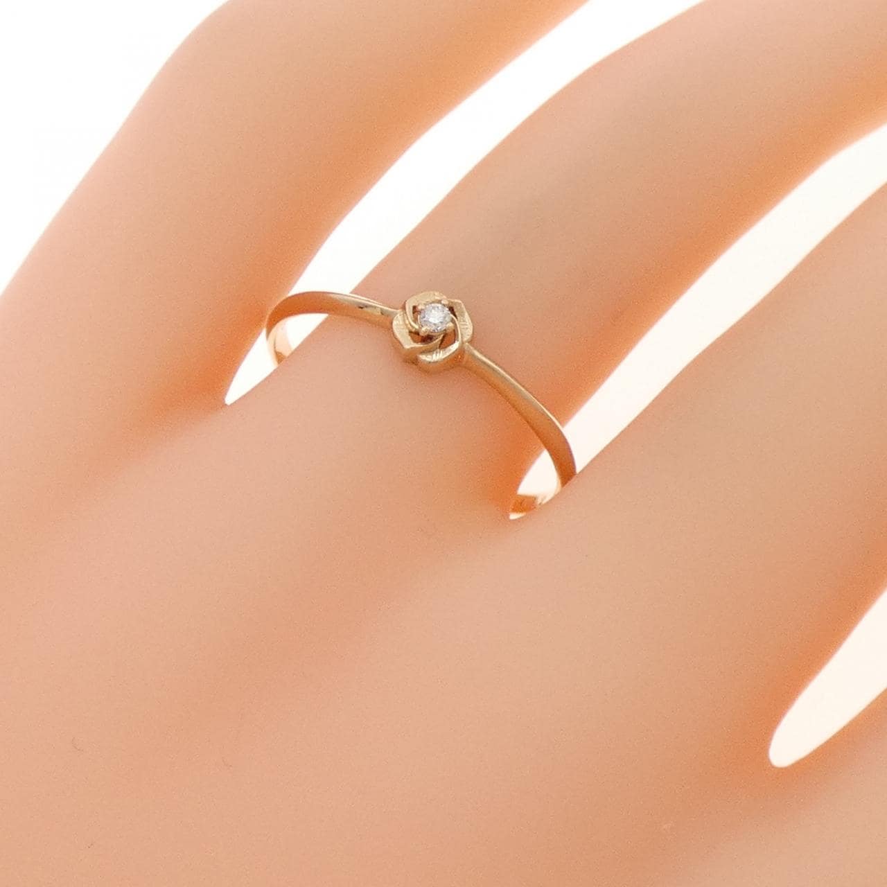 K18PG フラワー ダイヤモンド リング 0.02CT