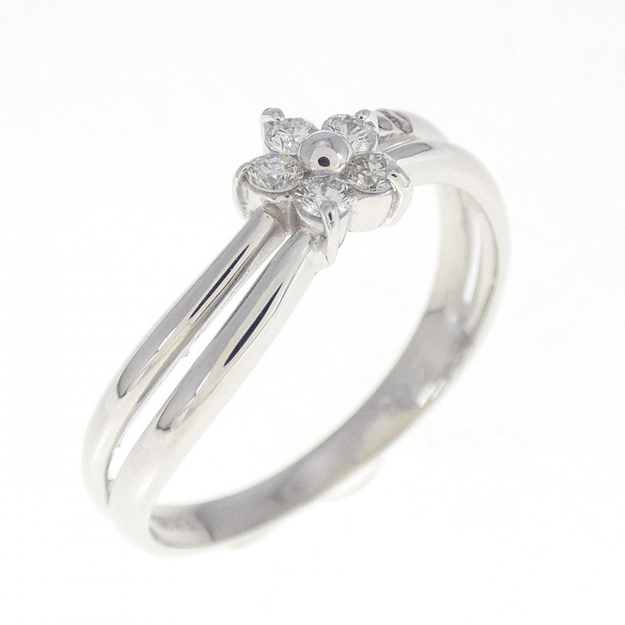 K18WG花朵钻石戒指0.12CT