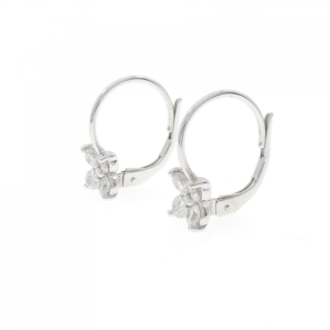 K18WG フラワー ダイヤモンド ピアス 0.60CT