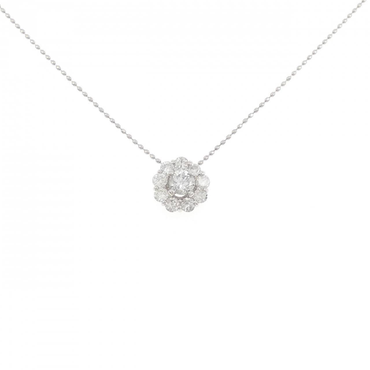 PT900/PT850 フラワー ダイヤモンド ネックレス 0.34CT