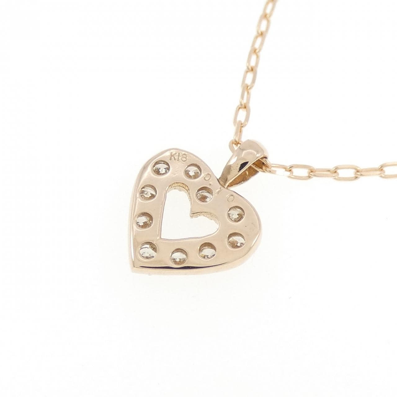 K18PG ハート ダイヤモンド ネックレス 0.10CT
