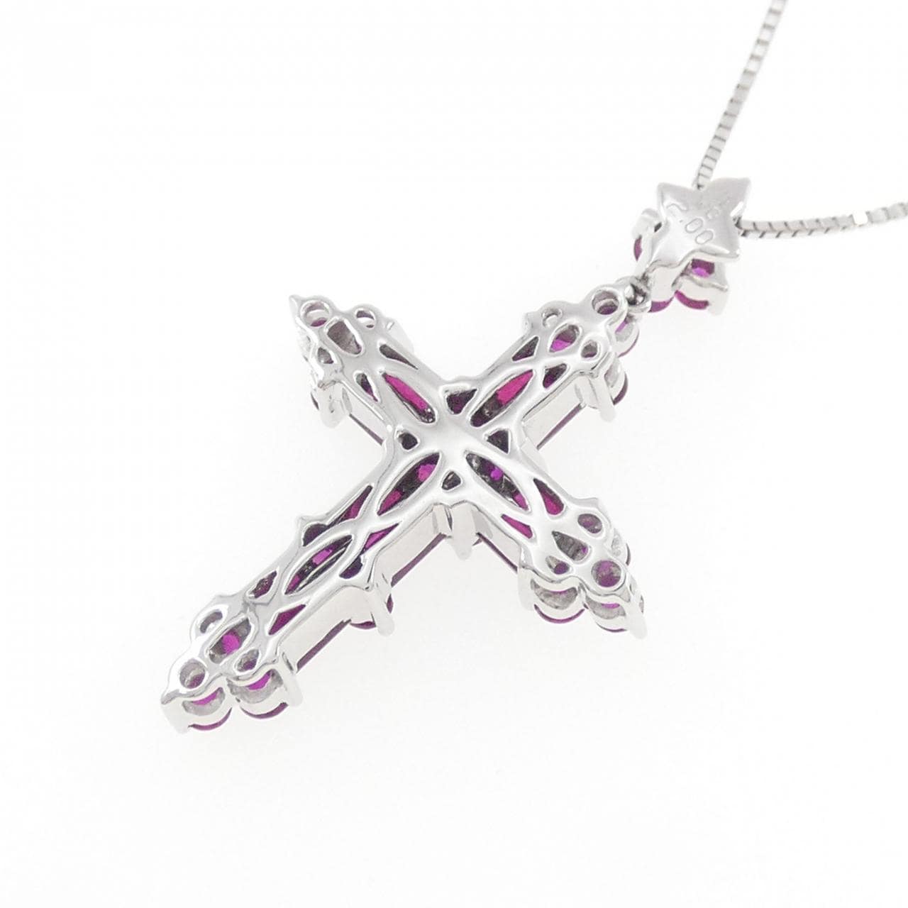 K18WG クロス ルビー ネックレス 2.00CT