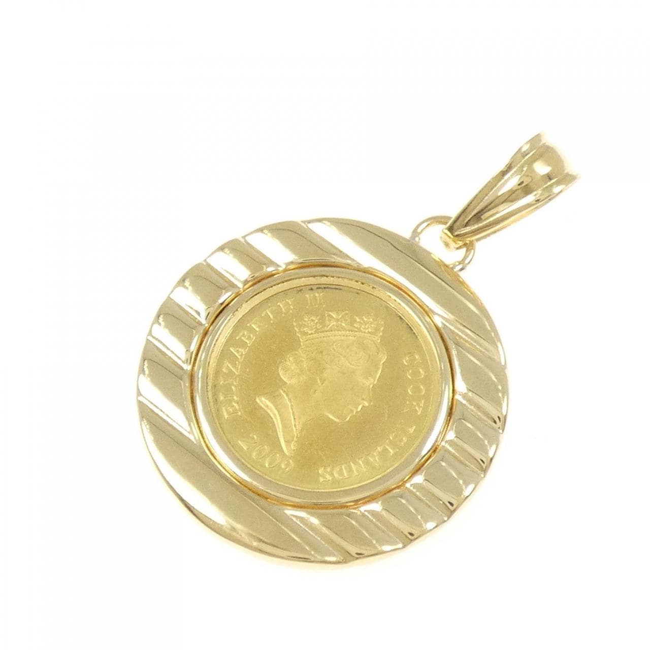 K18YG (框) 硬币吊坠
