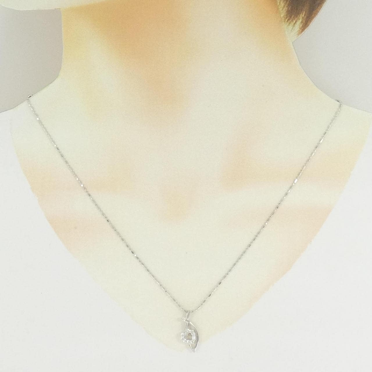 750WG ハート ダイヤモンド ネックレス 0.18CT