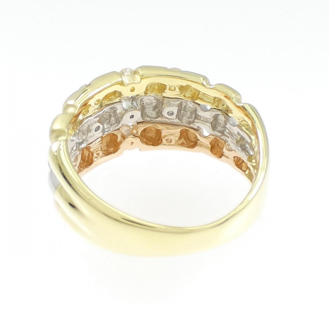 K18YG/PT900/K18PG ダイヤモンド リング 0.20CT