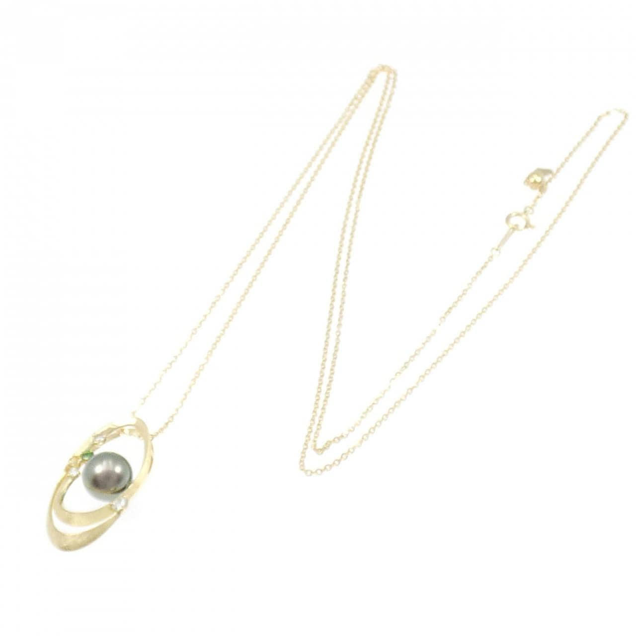 K18YG 黒蝶パール ネックレス 8.9mm