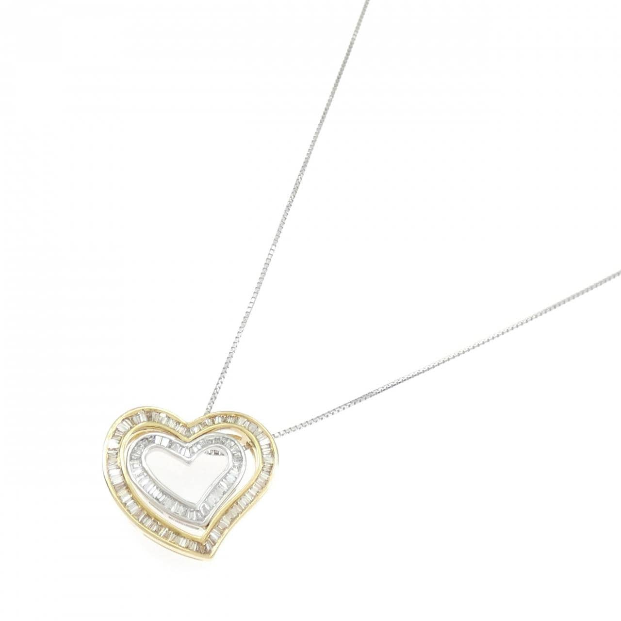 K18YG/K18WG ハート ダイヤモンド ネックレス 0.43CT