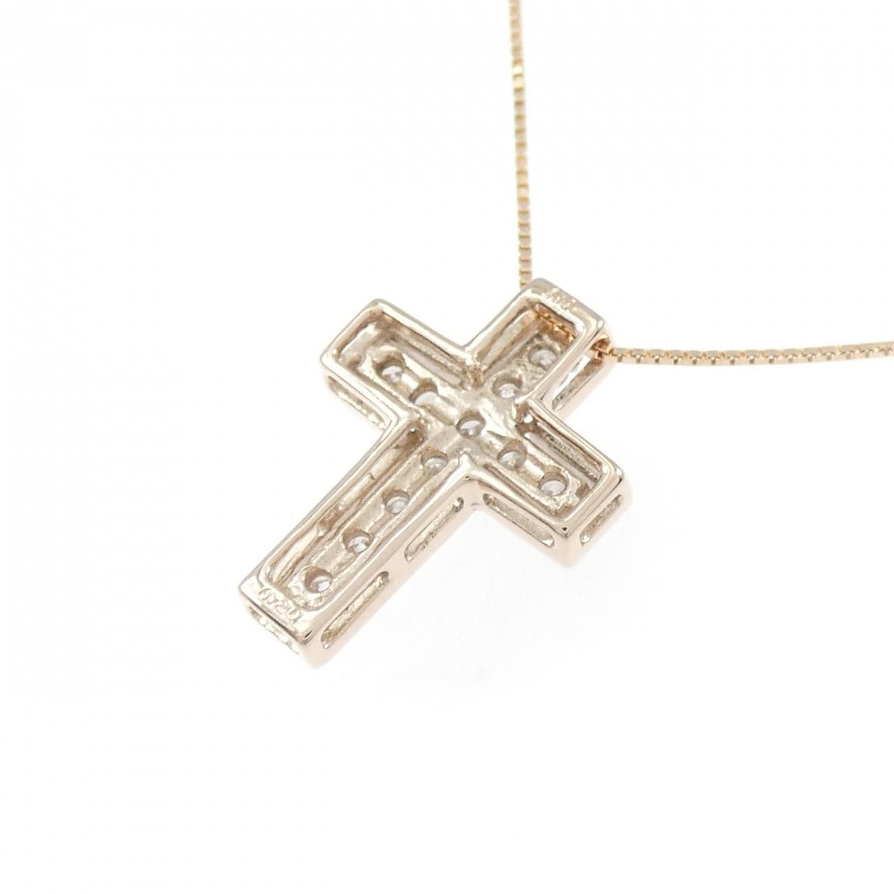 K10PG クロス ダイヤモンド ネックレス 0.20CT