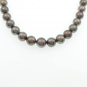 シルバー 黒蝶パール ネックレス 10-14mm