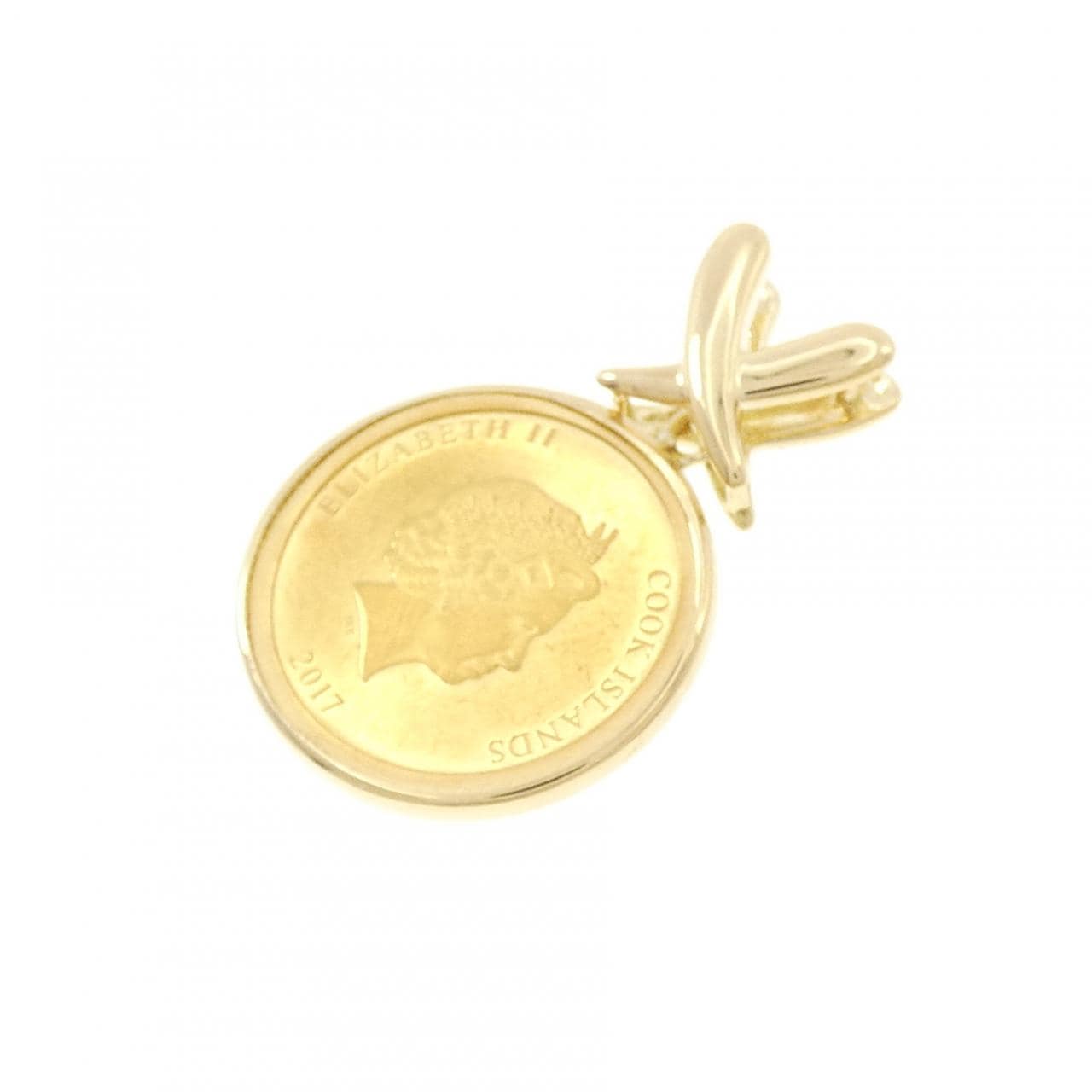 K18YG(枠) ダイヤモンド コイン 0.01CT ペンダント