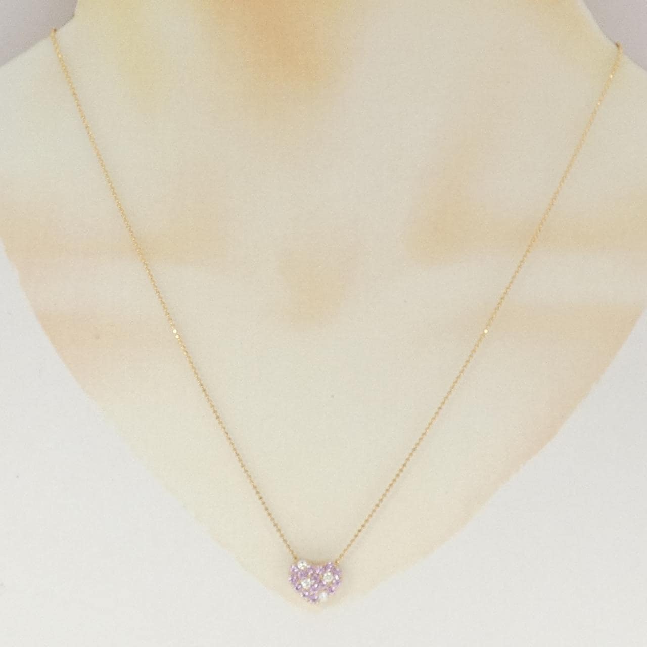 K18PG ハート サファイヤ ネックレス 0.41CT