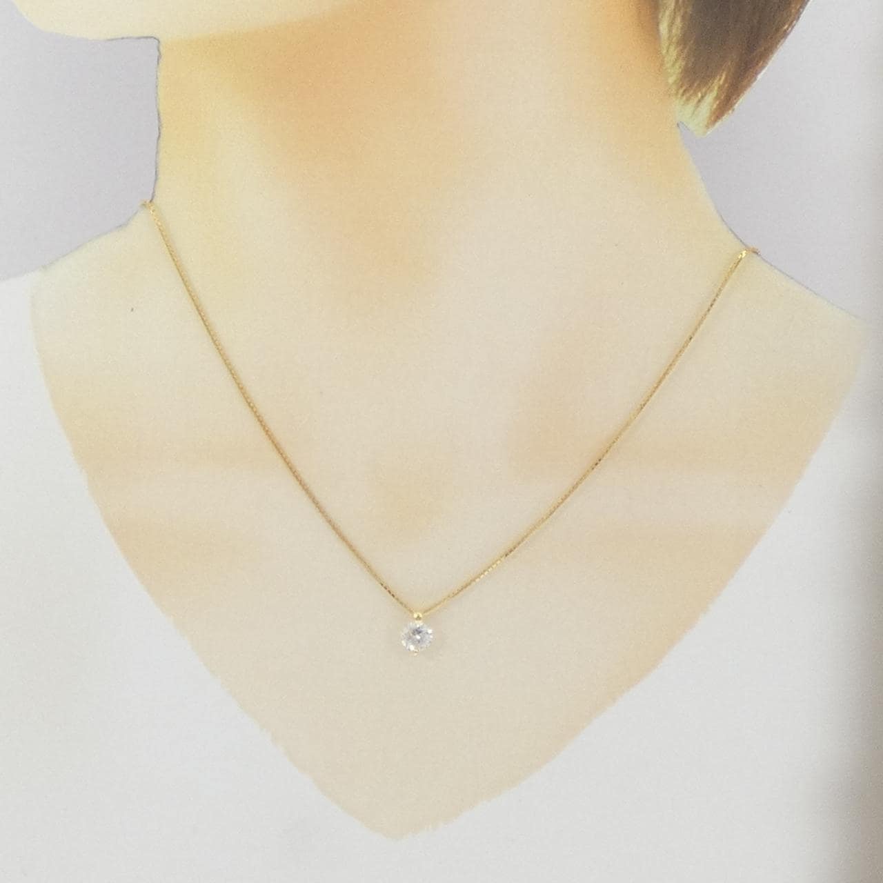 K18YG ソリティア ダイヤモンド ネックレス 0.841CT