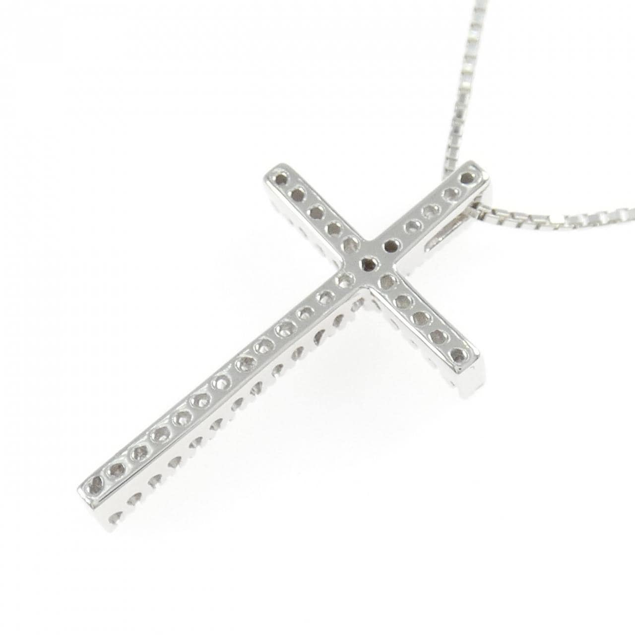 K18WG クロス ダイヤモンド ネックレス 0.35CT