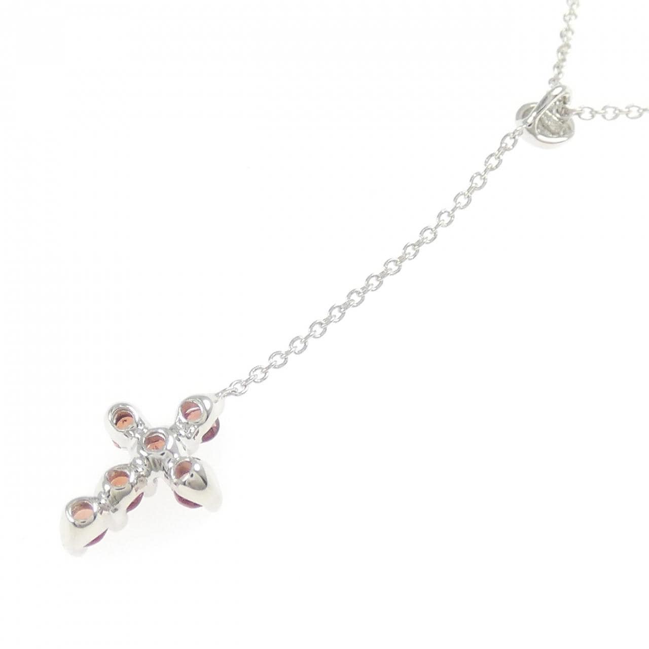 K18WG クロス ガーネット ネックレス